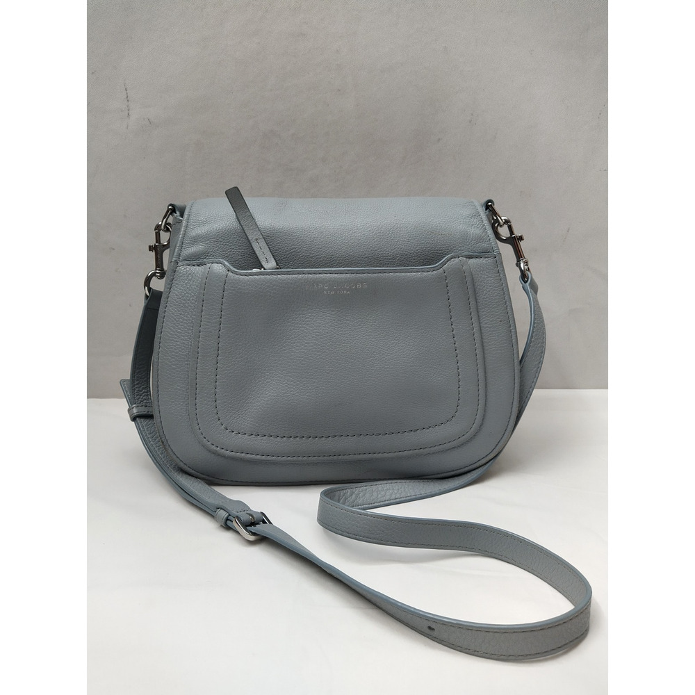 Marc Jacobs Blue Pebbled Leather Flap Closure Crossbody Bag